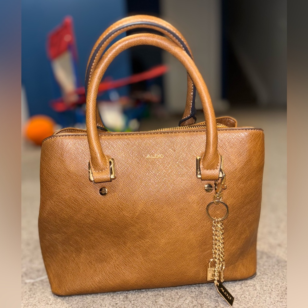 Aldo Brown Satchel with Gold Accents